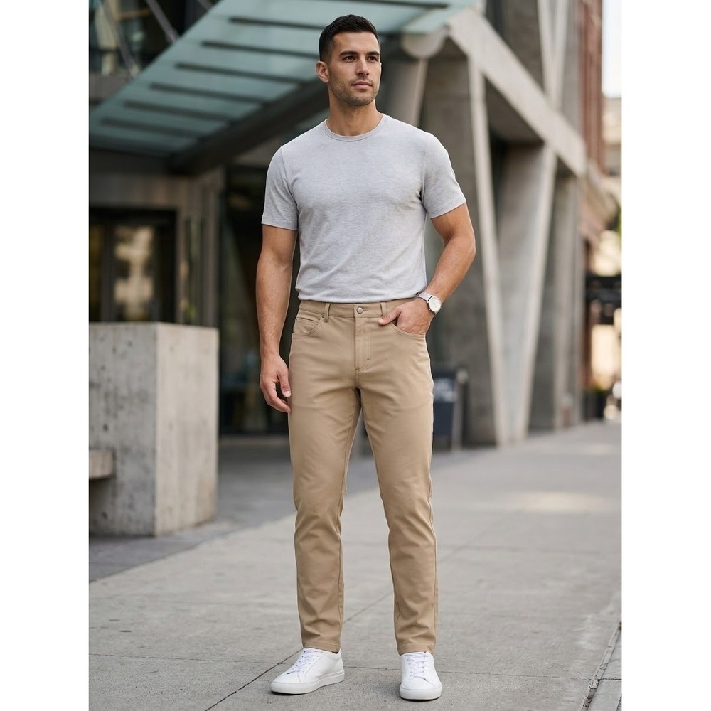 Lululemon ABC Pant Slim-Fit 5 Pocket Utilitech Tan Khaki LM5ABNS Size 40